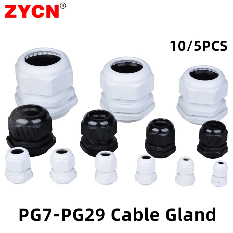 5/10pcs Waterproof Cable Gland Cable Entry IP68 PG7 for 3-6.5mm PG9 PG11 PG13.5/16/19/21 Nylon Plastic Connector Sleeve Joints