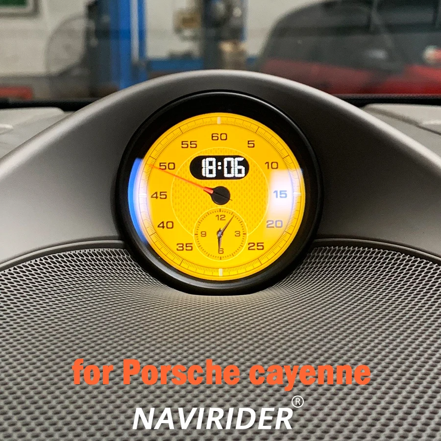 For Porsche Cayenne New Upgrade LCD Car Stopwatch Interior Dashboard Central Clock Compass Time Electronic Meter