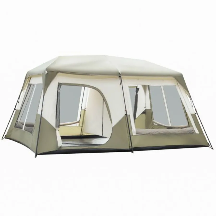 إعداد خيمة تخييم تتسع لـ 10 أشخاص في 60 Snds مع خيمة مقاومة للرياح مع حقيبة حمل للتخييم العائلي والتنزه