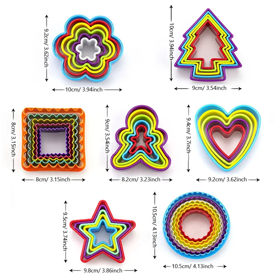 5Pcs/set Heart Star Xmas Tree Shape Cookies Cutter Molds Biscuit Plunger Forms For Baking Mousse Cake Decor DIY Tools