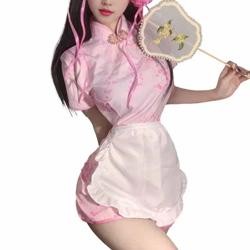 

Chinese-style Cheongsam Cosplay New Chinese-style Sweet and Cute Little Kitchen Maid Dress Lolita Lingerie