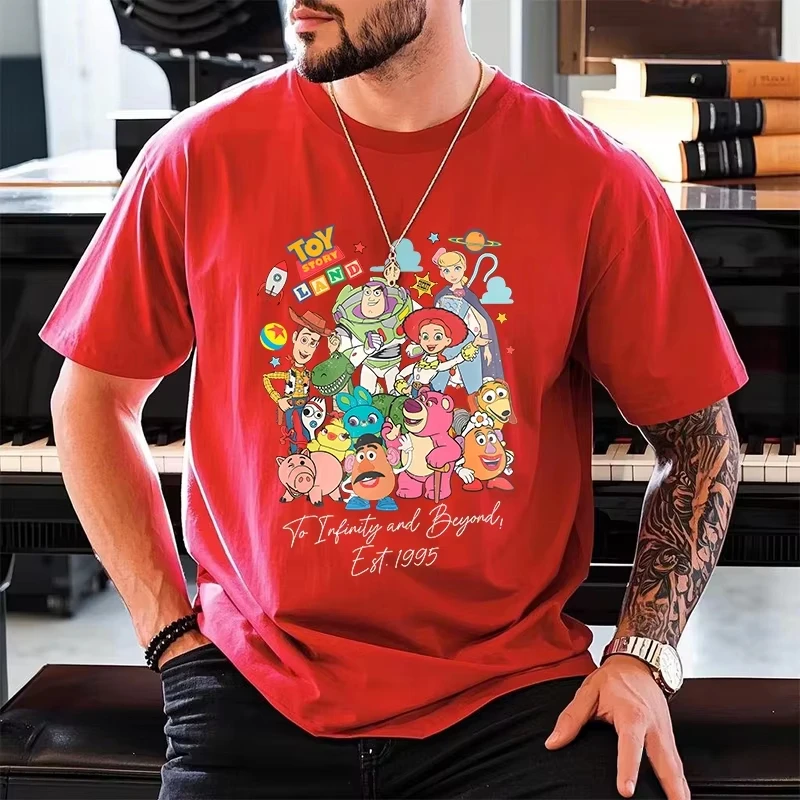 26 صيف خريف الرجال 1995 ديزني قصة لعبة "أرض لا نهاية لها" مطبوعة القطن تي شيرت امتصاص العرق تنفس محايد ملابس علوية #3