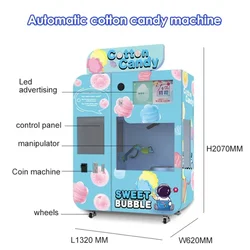 Fully Automatic Cotton Sugar Candy Making Vending Machine Pink Cotton Candy Floss Vending Machine