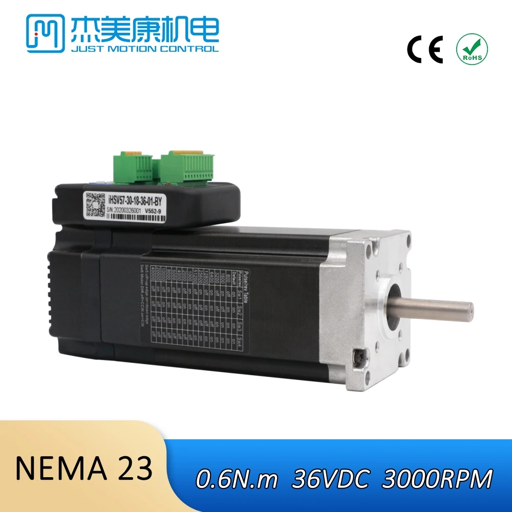 

IHSV57-30-18-36-01-BY Servo Motor NEMA23 / 57mm JMC Integrated Servo Motor Driver + Motor Engine 180W 0.6NM 3000RPM DC36V