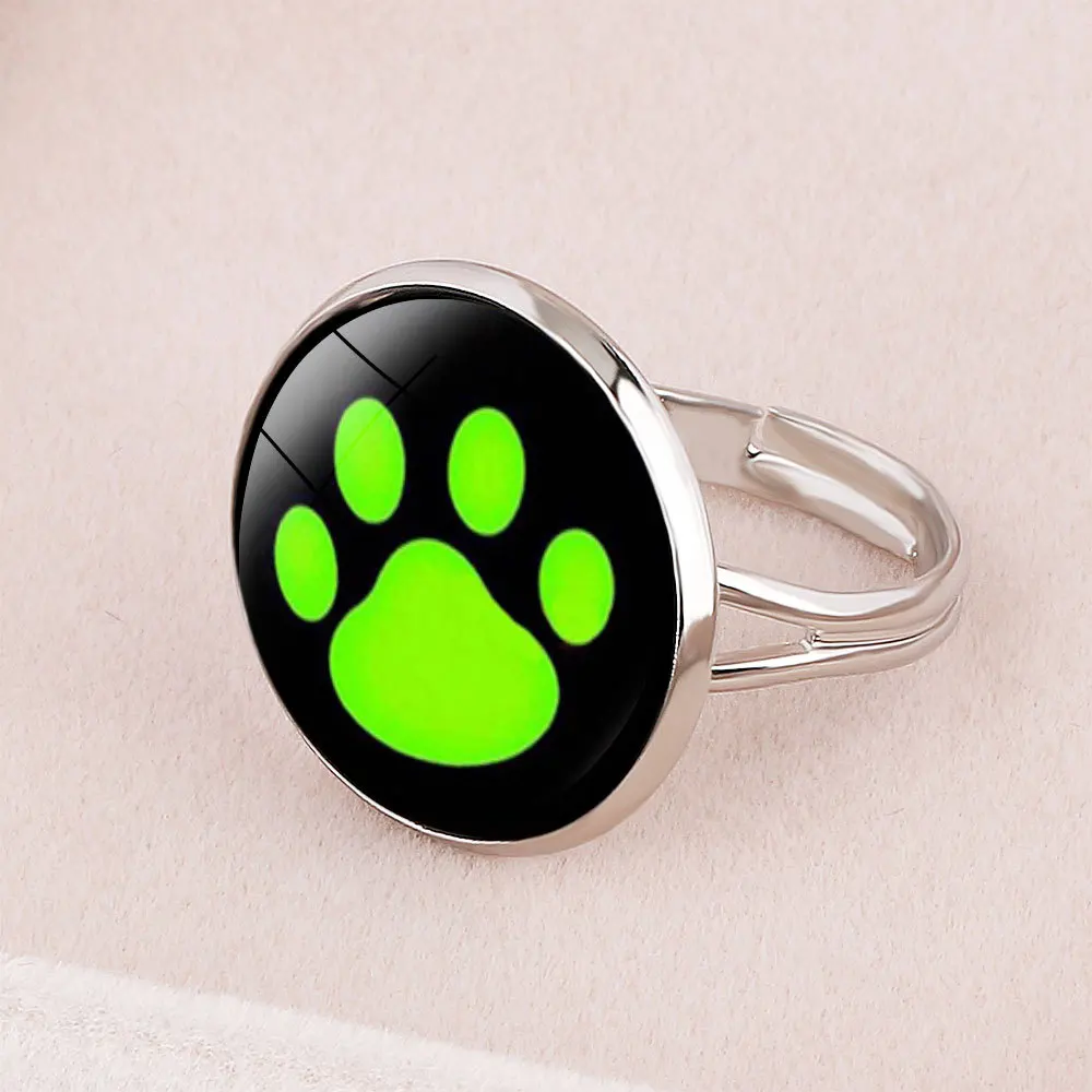 Fashion Cat Paw Rings for Women Girls Cartoon Red Lady Bird Insect Glass Round Ring Jewelry Party Gift