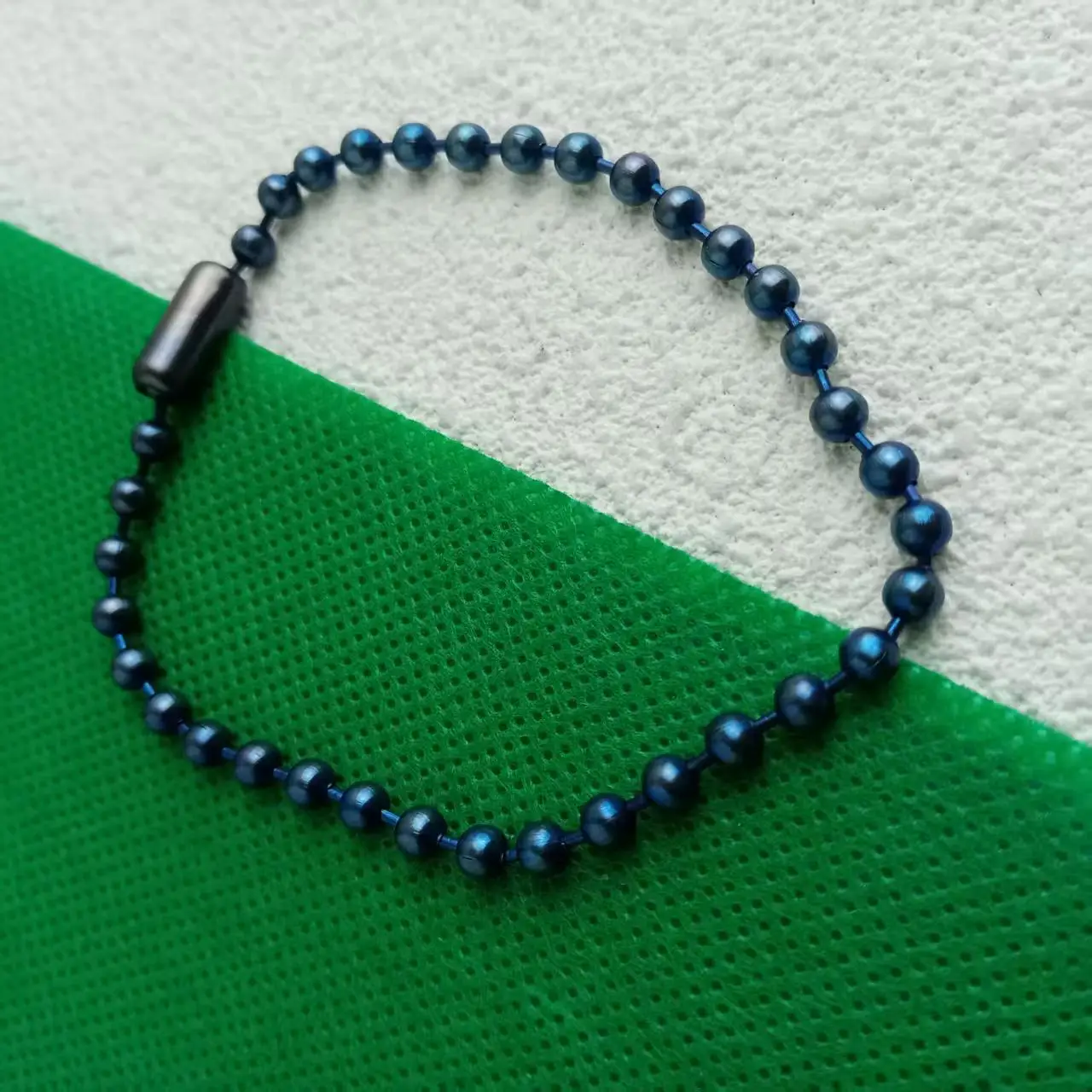 4mm Pure Titanium Blue Bead Chain, Ultra-Lightweight, Rust-Proof & Hypoallergenic, Thin Round Bead Necklace/Chain