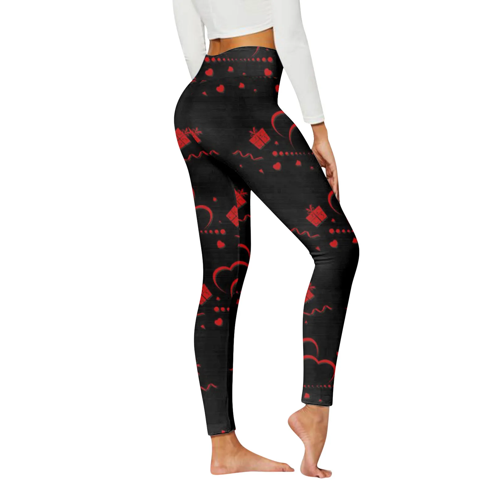 Valentine Day Leggings Women Bubble Butt Push Up High Waist Yoga Trousers Colorful Heart Print Elastic Workout Gym Sport Pants