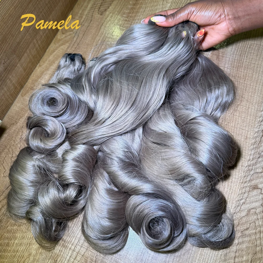 

Свободные волны серебряного цвета, пучки человеческих волос, 100% необработанные натуральные плетения, 3 пучка, настоящие человеческие волосы для наращивания для женщин