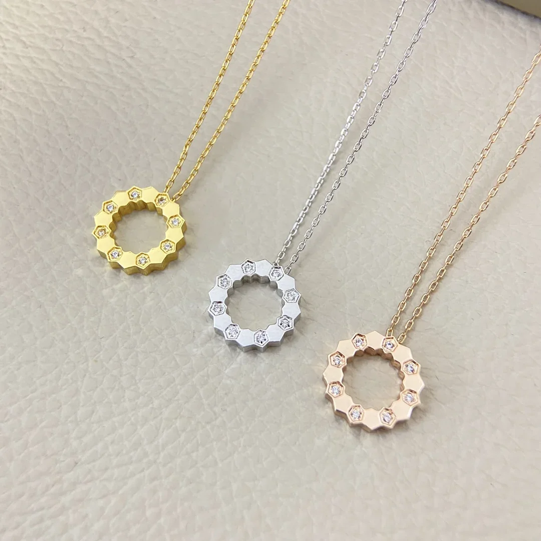 

2025 new round diamond-encrustal honeycomb necklace simple luxury niche necklace for women exquisite high-quality jewelry gifts
