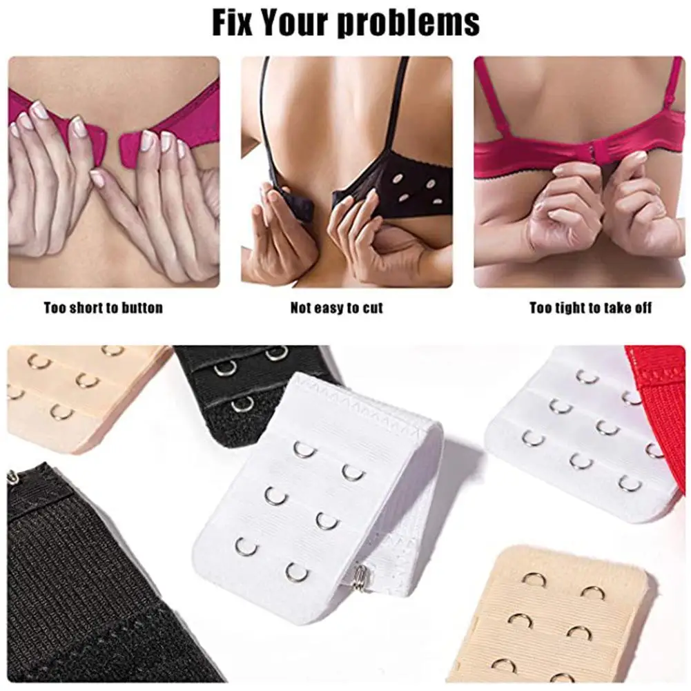 Bra Extension Strap Extenders for Women Adjustable Belt Buckle Nylon Elastic Bra Extension Strap Hook Clip Extenders