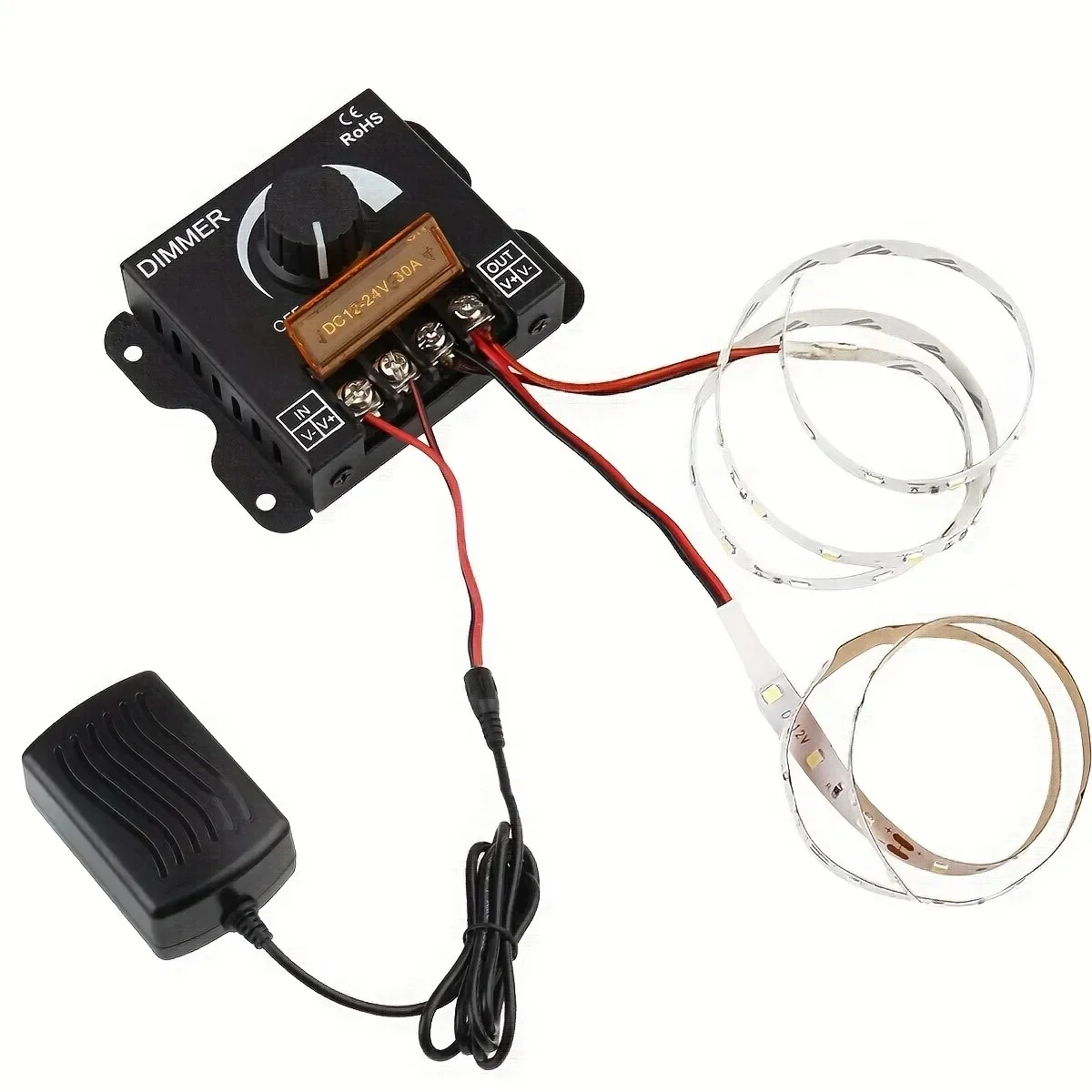 DC 12V-24V LED Dimmer Switch 30A LED Monochrome Controller PWM Digital Stepless Dimming for Lamp Strip Single Color Lamp image 6