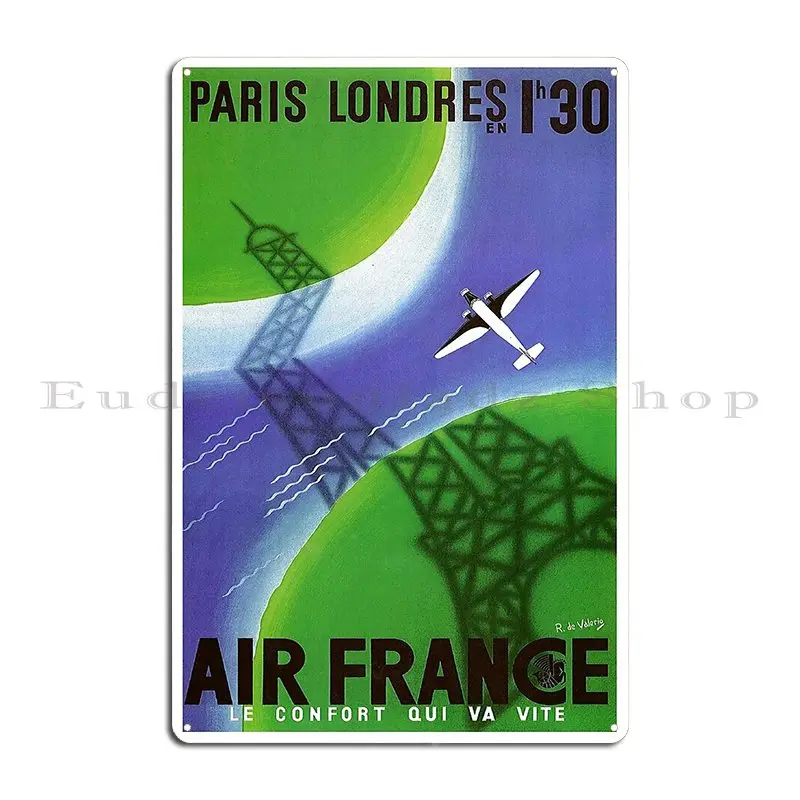 Vintage Paris Londres Travel Poster 1938 Metal Signs Club Club Personalized Club Bar Living Room Tin Sign Poster