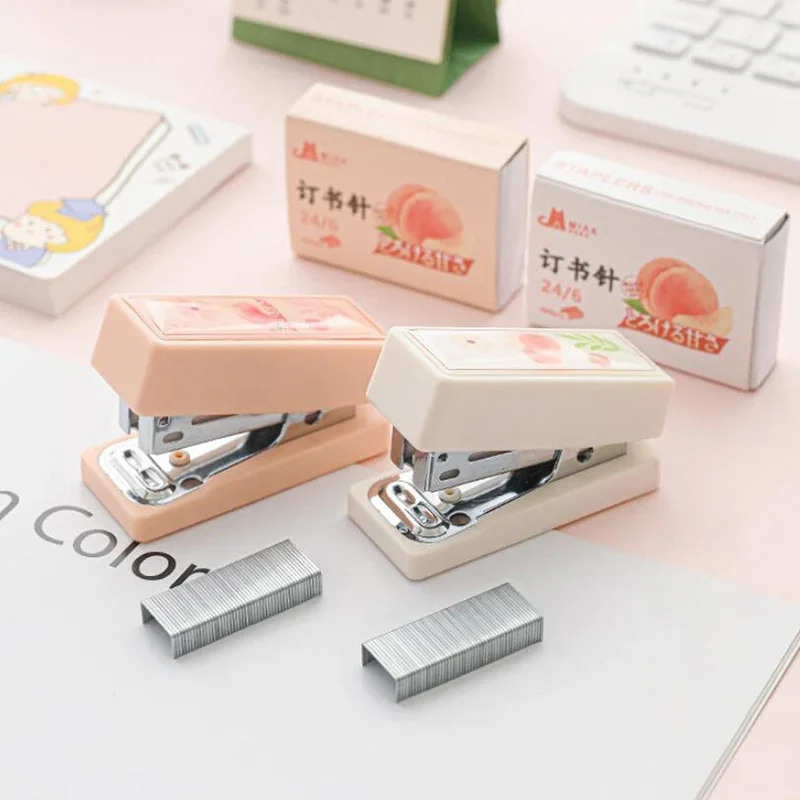 Mini Small Stapler Set Office Supplies Cute Cartoon Multifunction Bookbinding Small Portable Book Stapler for Student Offices
