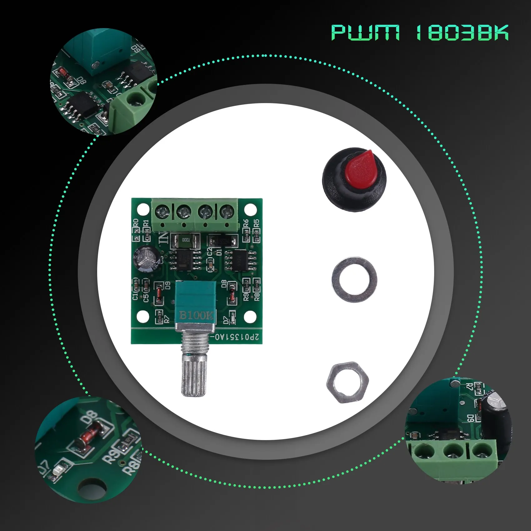 

Highly Recommended 1.8V 3V 5V 6V 7.2V 12V 2A 30W DC Motor Speed Controller (PWM) 1803BK Adjustable Driver Switch