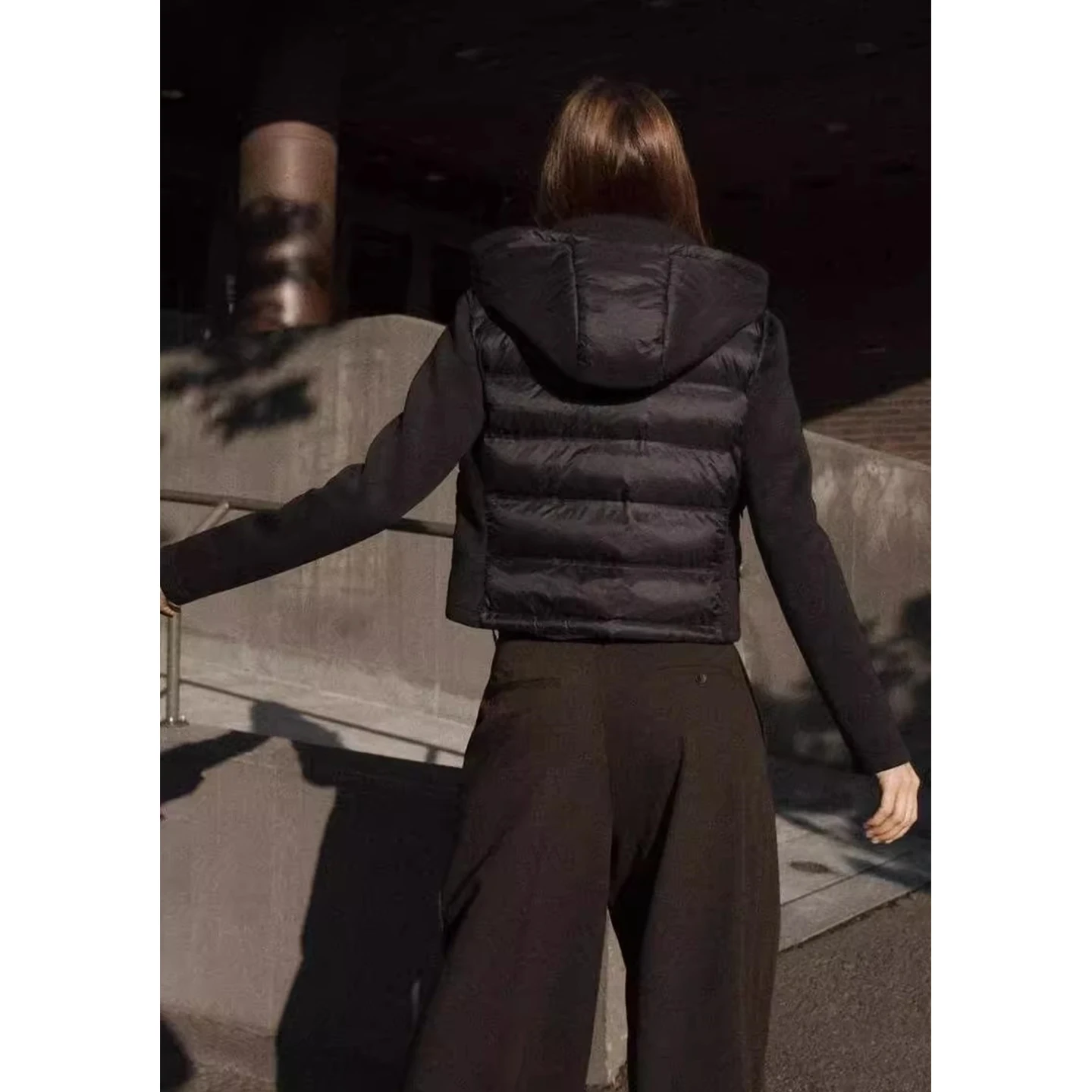 Hiver nouvelles femmes coréennes Sle à capuche coupe ajustée longue Sve col montant chaud coton Jaet manteau trajet Sle ort longueur Z...