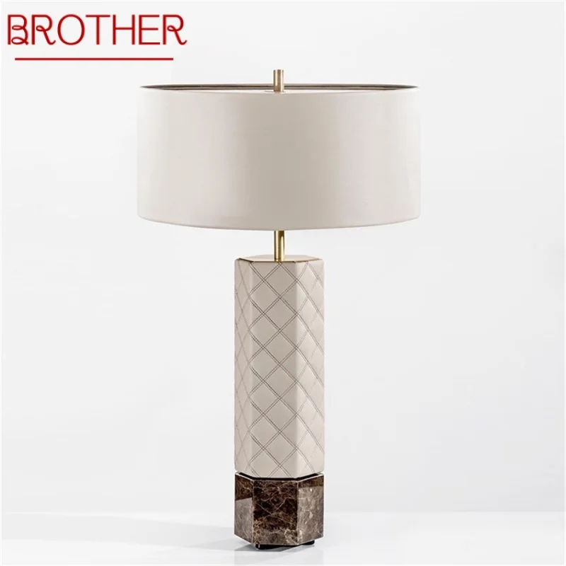 BROTHER Postmodern Table Lamp Fashion LED Desk Light Leather Simple for Home Bedroom Living Room Decor