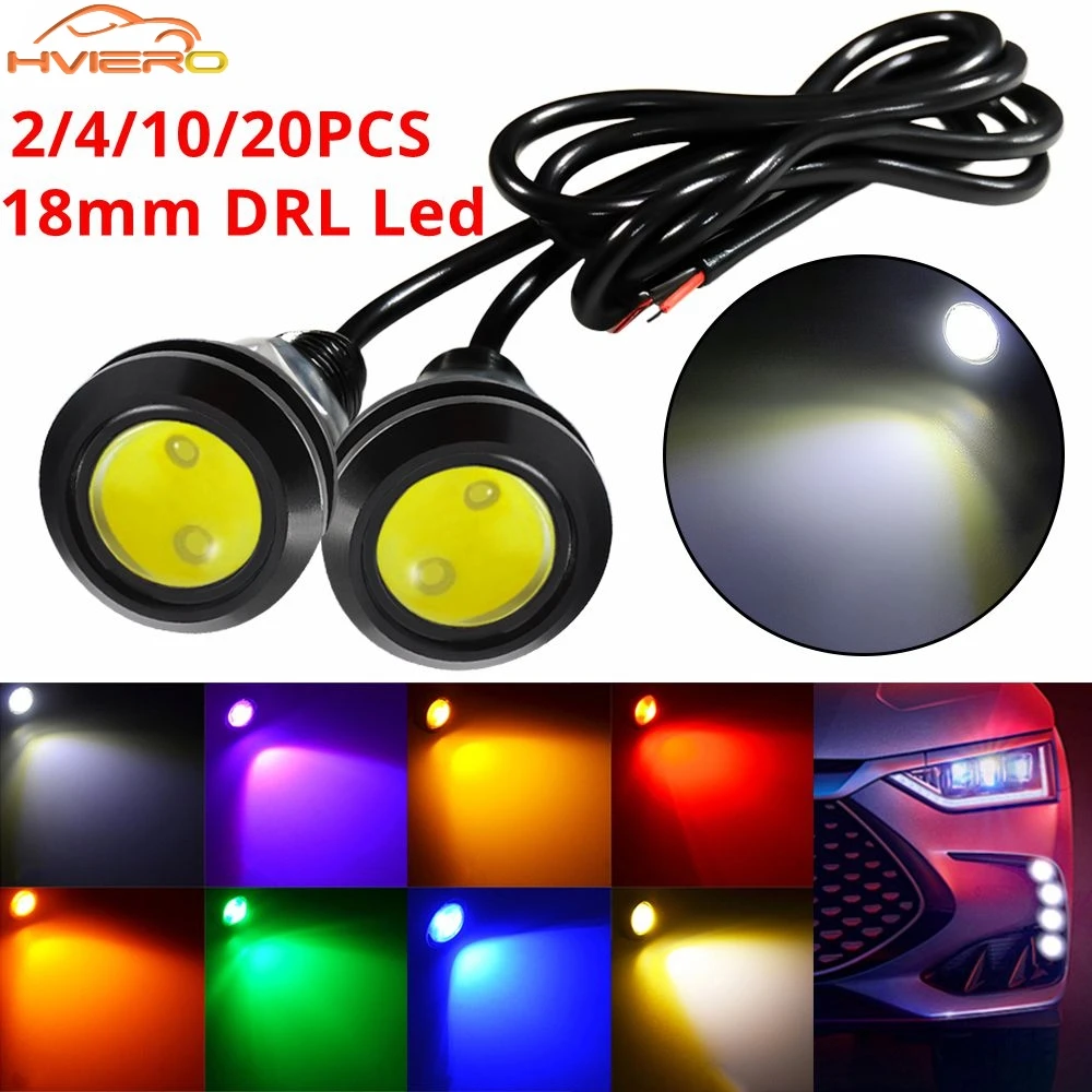 2/4/10Pcs Eagle Eye Light COB Daytime Running DRL Car Motorcycle Day Fog Multicolor 18mm Turn Signal Backup Parking Brake Lamp