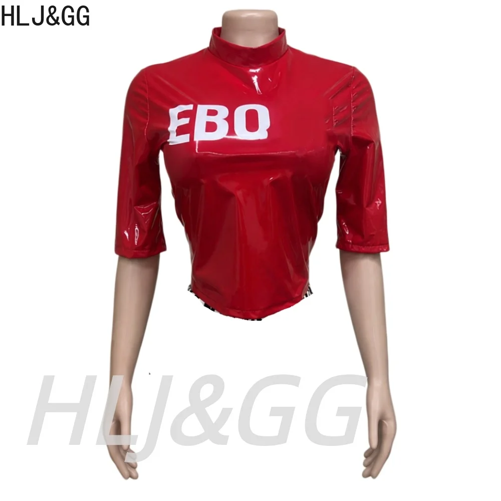 HLJ&GG Y2K Hot Girl Letter Print Streetwear Women O Neck Short Sleeve Slim Crop Top And Shorts Outfits Fashion 2pcs Streetwear view 4