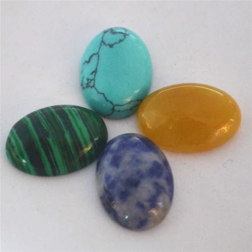 

10pc Natural Stone Jewelry Making Supplies Polished Oval Cabochons Smooth Flat Back Gemstones For Diy Necklaces Bracelets