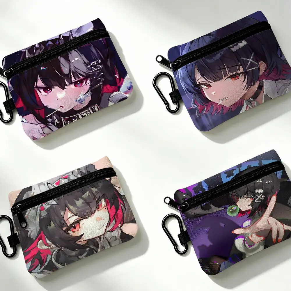 E-Ellen-Joe Modern-Pop Mini Oxford Cloth Coin Purse With Carabiner Hook Portable Key Card Wallet Small Zipper Storage Pouch