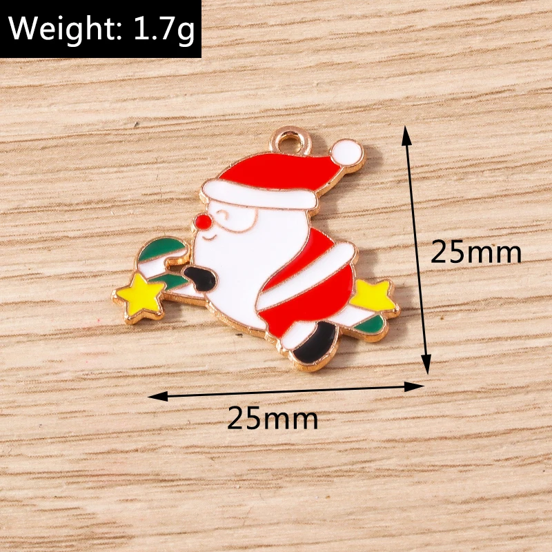10 stücke Cartoon Emaille Weihnachten Santa Claus Charms Anhänger für Schmuck Herstellung Halsketten Ohrringe Armband DIY Handwerk Zubehör – Detail 7