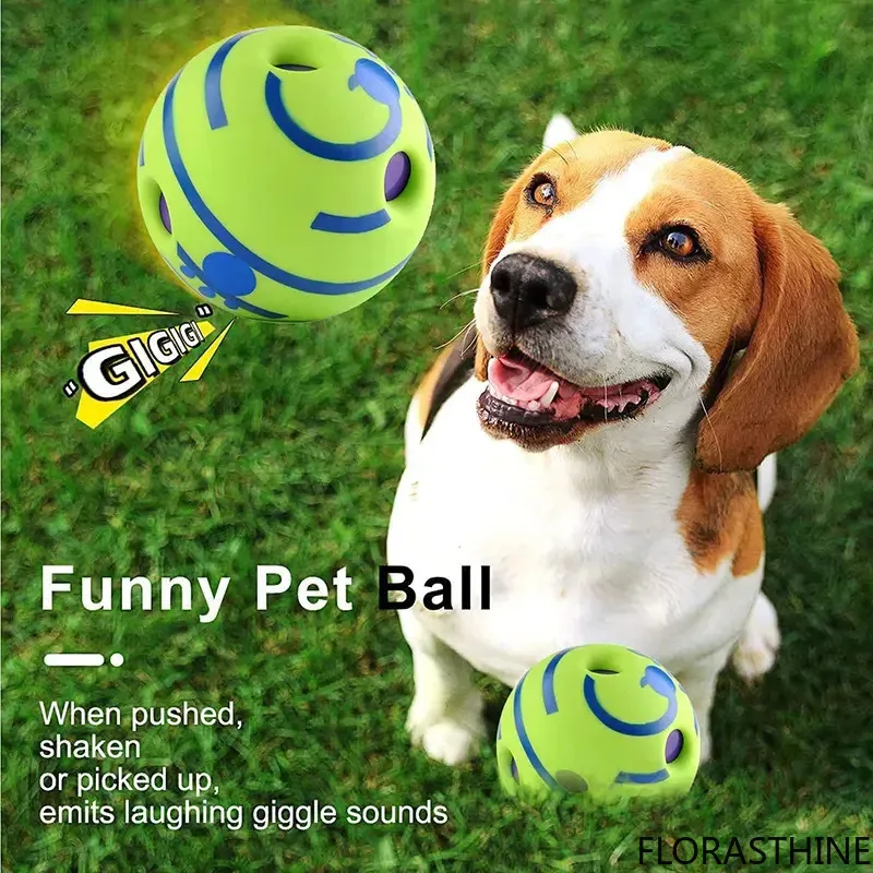 Jouet pour chien Wobble Wag Giggle Glow Ball, jouet interactif pour attirer l'attention du chien, boule qui émet des sons amusants lorsqu'elle est roulée ou secouée pour le divertissement de l'animal.