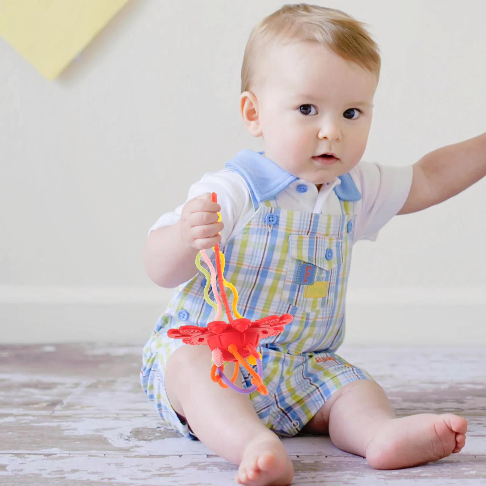 سيليكون سحب سلسلة عضاضة الألوان الزاهية محكم الحبال حواف مرنة الطفل السفر الحسية سحب الرضع