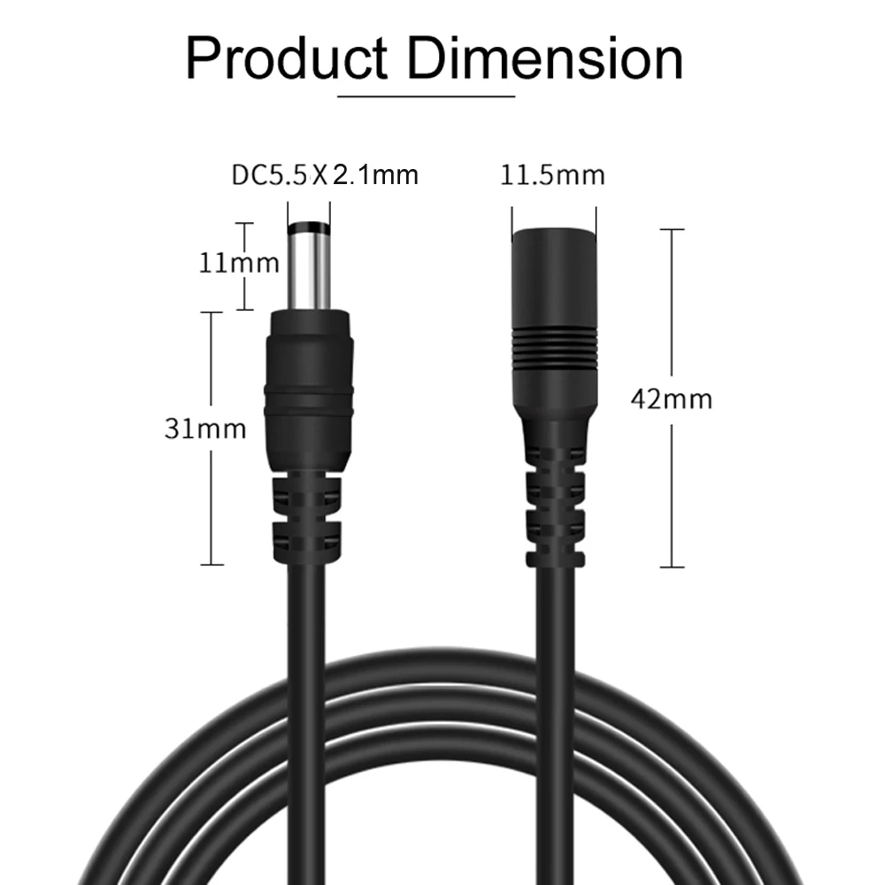 Imagem -04 - Cabo de Extensão para Segurança Cctv Conector do Soquete Compatível com Adaptador 12v dc Câmera ip Wifi m 16ft 5.5 mm x 2.1