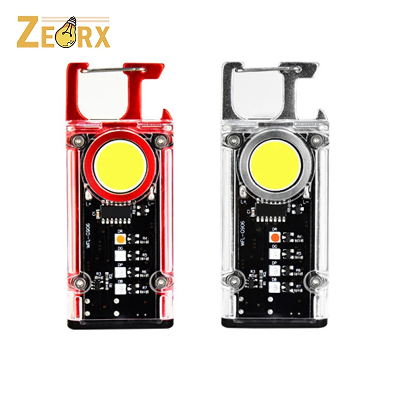 

Mini Powerful Keychain Bright 500 Lumens EDC Flashlight with 8 Lighting Modes, COB Side Light Tail Magnet Bottle Opener