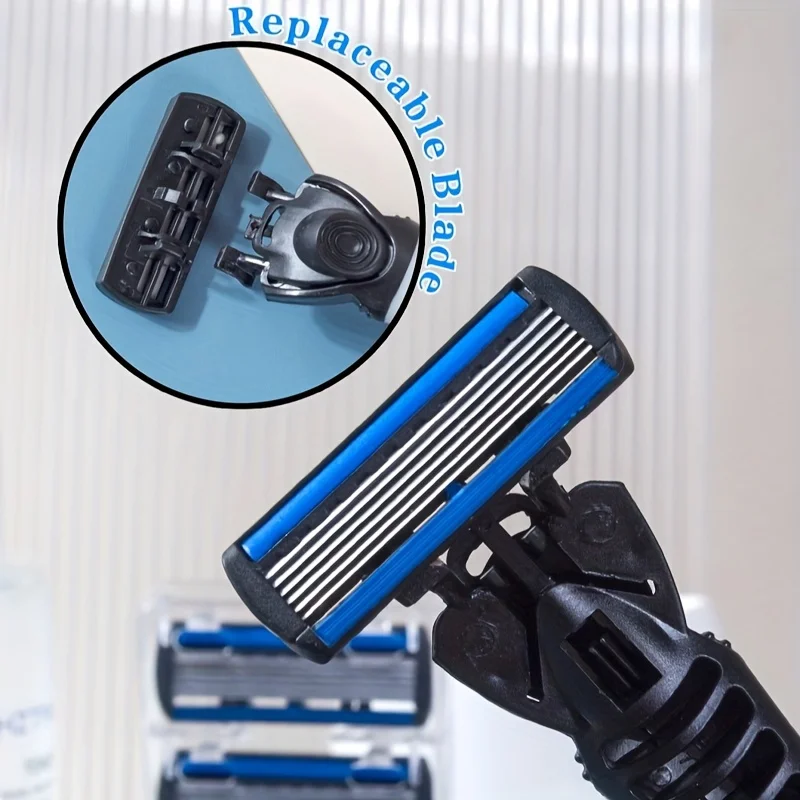 Picture 4: 6-Layer Razor Head Manual Shaver, Stainless Steel Classic Double Edge Blade Razor Safety Vintage Shaving Beard Moustache Manual