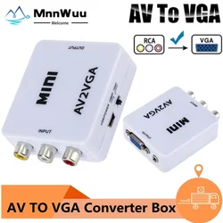 RCA To VGA 1080P AV To VGA Mini  AV2VGA Video Adapter Video Converter Conversor with 3.5mm Audio AV2VGA /CVBS + Audio To PC HDTV