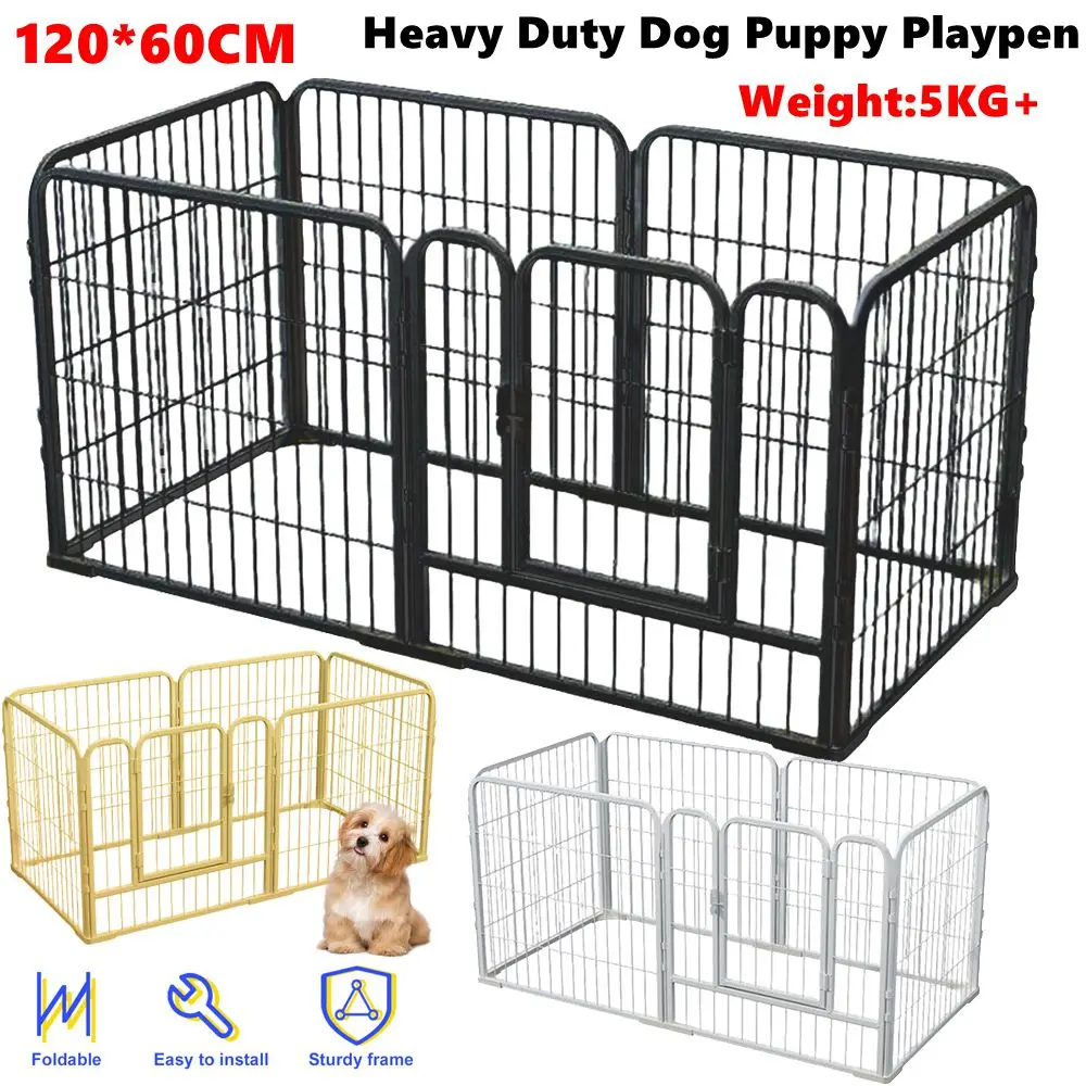 6 Panels Exercise Puppy Kennel Cage Foldable Heavy Duty Dog Cage Heavy Duty Dog Exercise Fence for Dog Cat Rabbit Pet Exercise