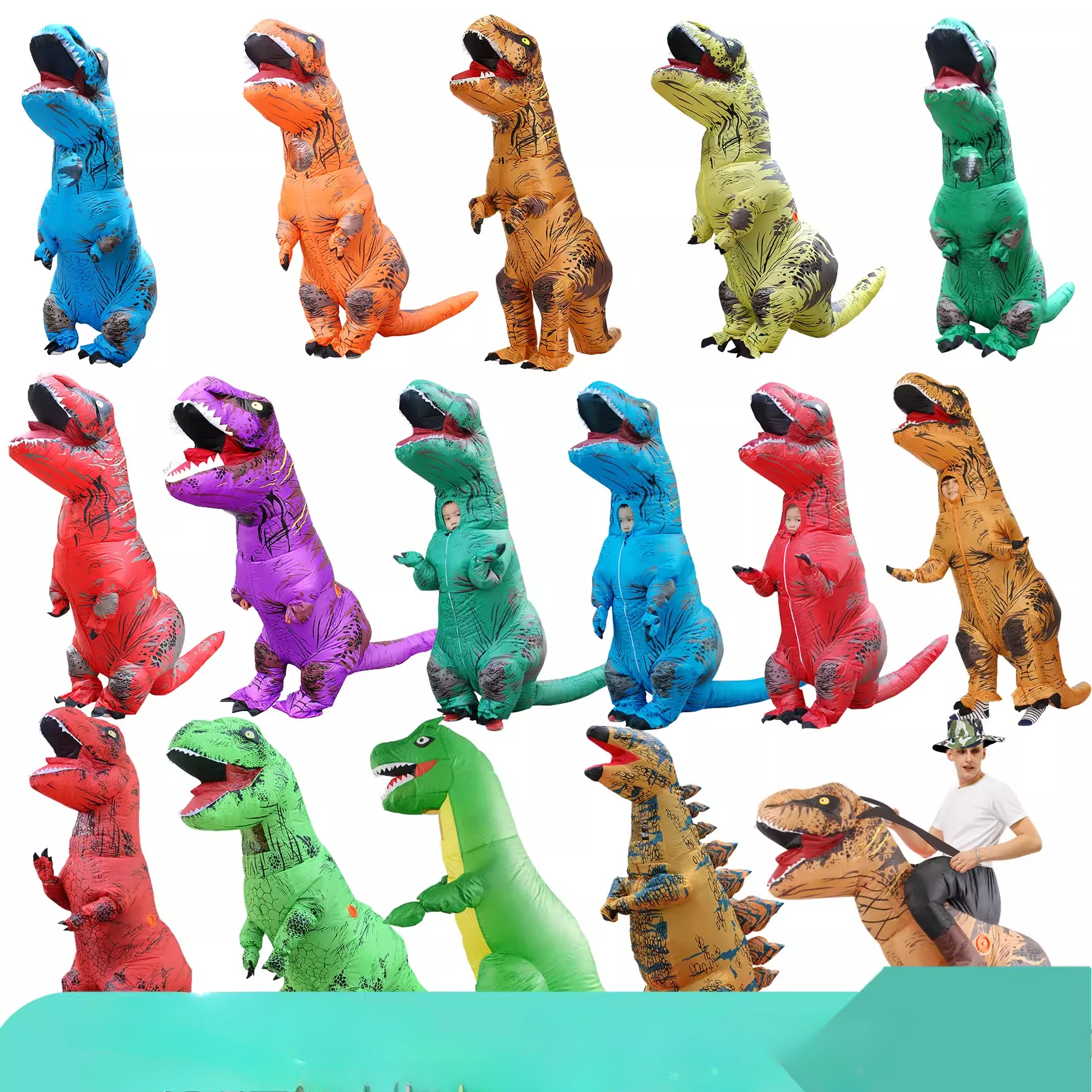 

Adult T-Rex Dinosaur Inflatable Clothes purim Dinosaur Cosplay Costume Man Women Mascot Anime Outfit for Carnival Party