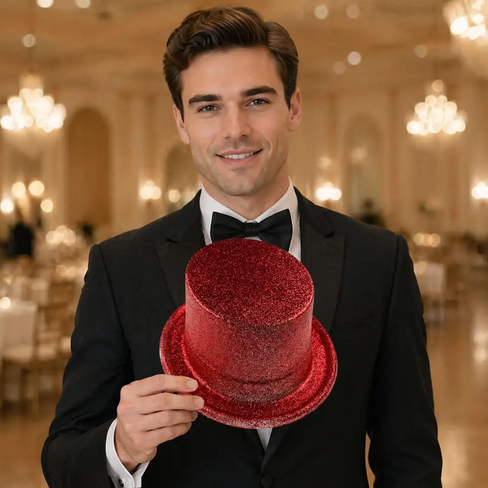 Sparkling Glitter Top Hat for Parties Shiny Glitter Top Hats for Adults Kids Colorful Dress Up Party Hats Sequin for Adults