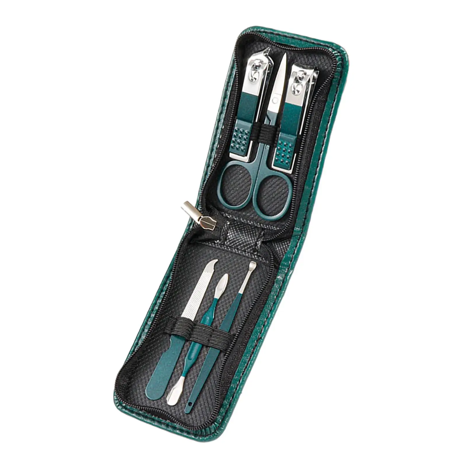 Juego de cortaúñas para personas mayores, Kit de manicura y pedicura verde con herramientas de acero inoxidable, estuche de accesorios para el cuidado de las uñas