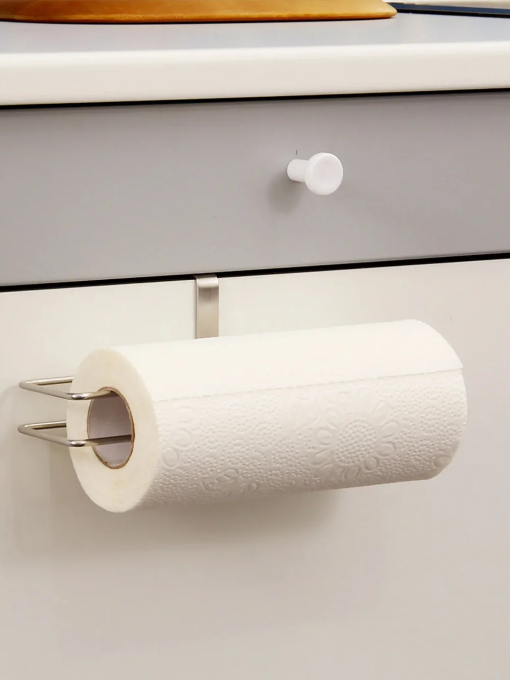 Suporte para papel toalha de cozinha em aço inoxidável, sem necessidade de pregos, sem necessidade de furos, suporte de metal para rolo de papel higiênico montado na parede.