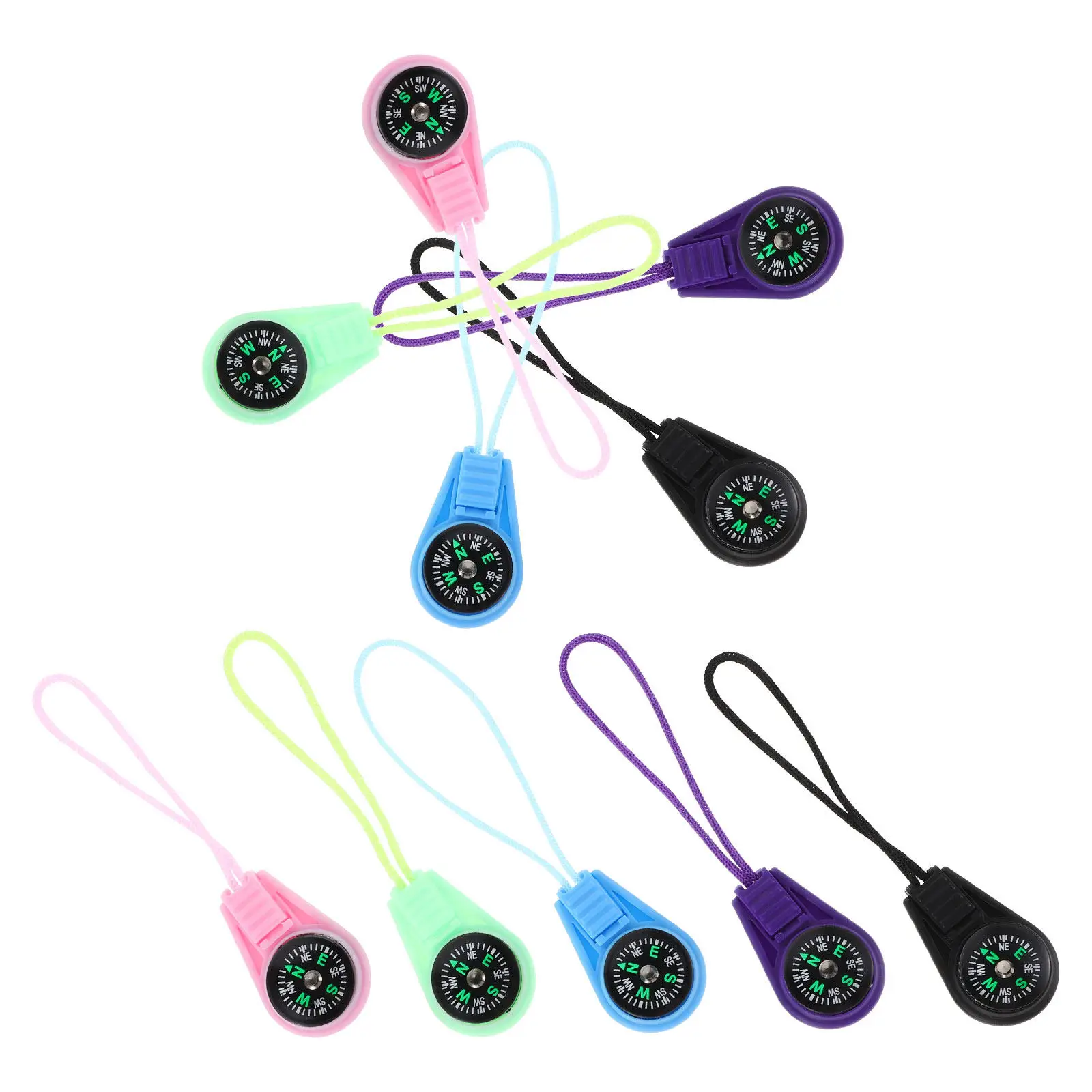 10Pcs Small Plastic Compass with Lanyard Easy-Read Face Waterproof Shockproof for Hiking Camping Outdoor Navigation Kids