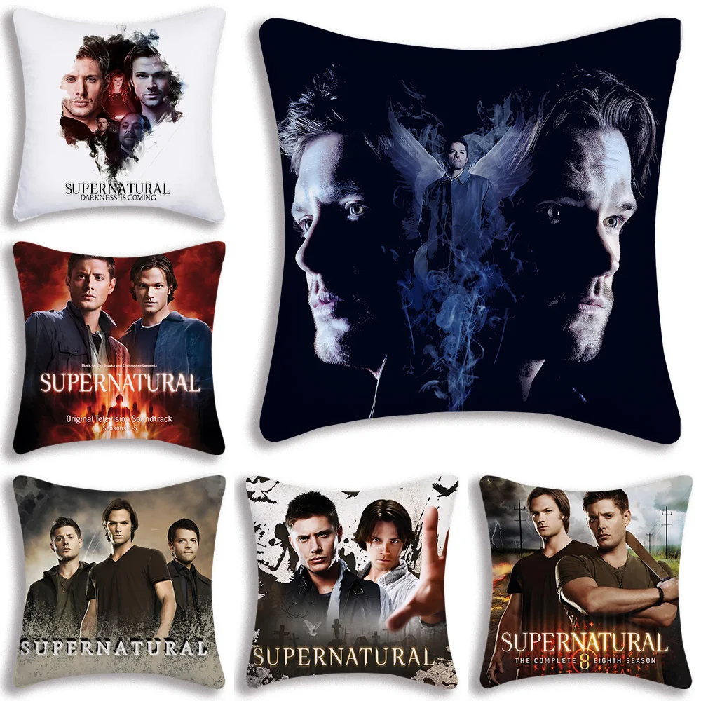 

S-Supernatural Pillow Covers Cartoon Sofa Decorative Home Double-sided Printing Short Plush Cute Cushion Cover