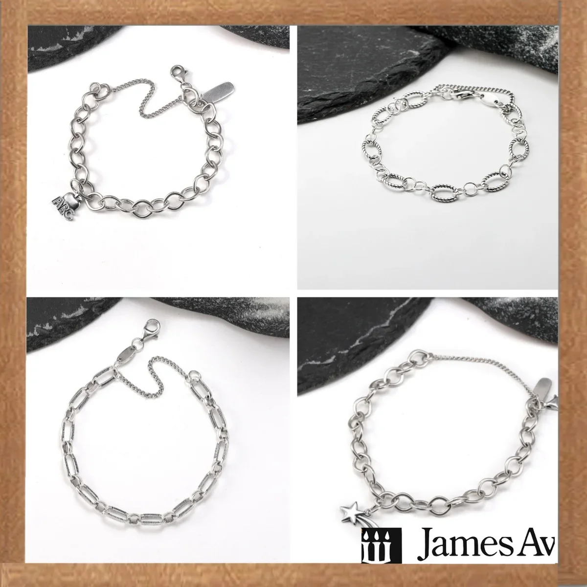 Vintage Silver Charm Bracelet for Women, Chunky Link Chain Bracelet with ABC Letter Charm, Twisted Oval Chain, Textured Rectangle Chain & Shooting Star Pendant, Adjustable Retro Metal Wrist Jewelry, Trend Stackable Bracelets, Birthday Wear