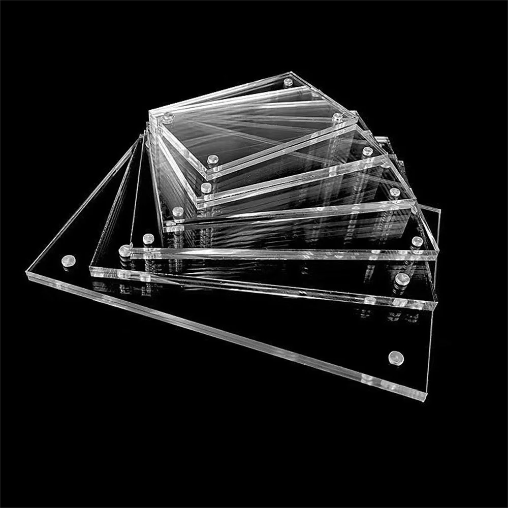 Transparente Acrílico Photo Frame, Frame Display Magnético, Poster Rack, Clear Poster Card Stand, Room Desk, Decoração de casa, 2pcs