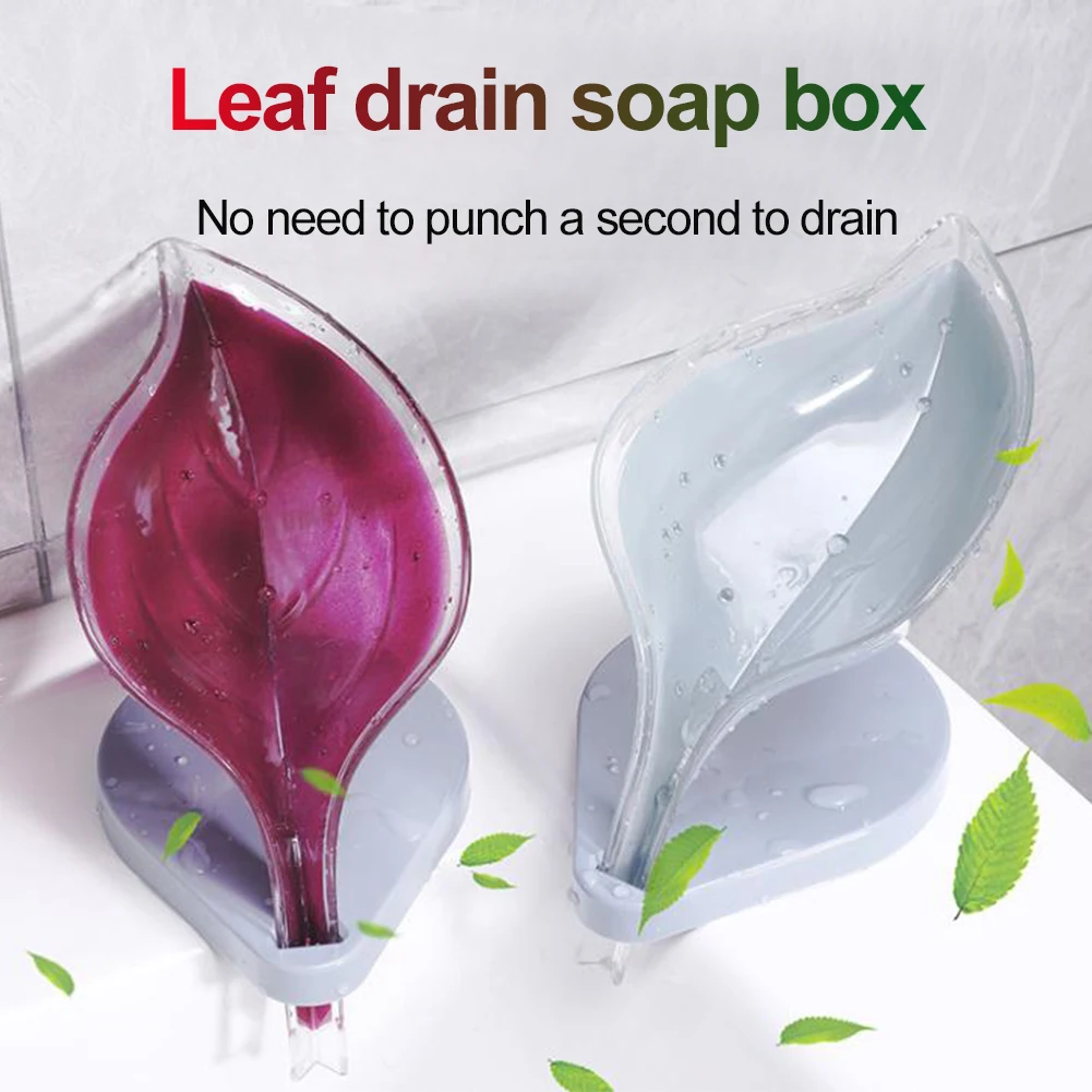 1PCS Bathroom Soap Box Leaf Shape Drain Soap Holder Sponge Storage Tray Bathroom Shower Soap Container Bathroom Products