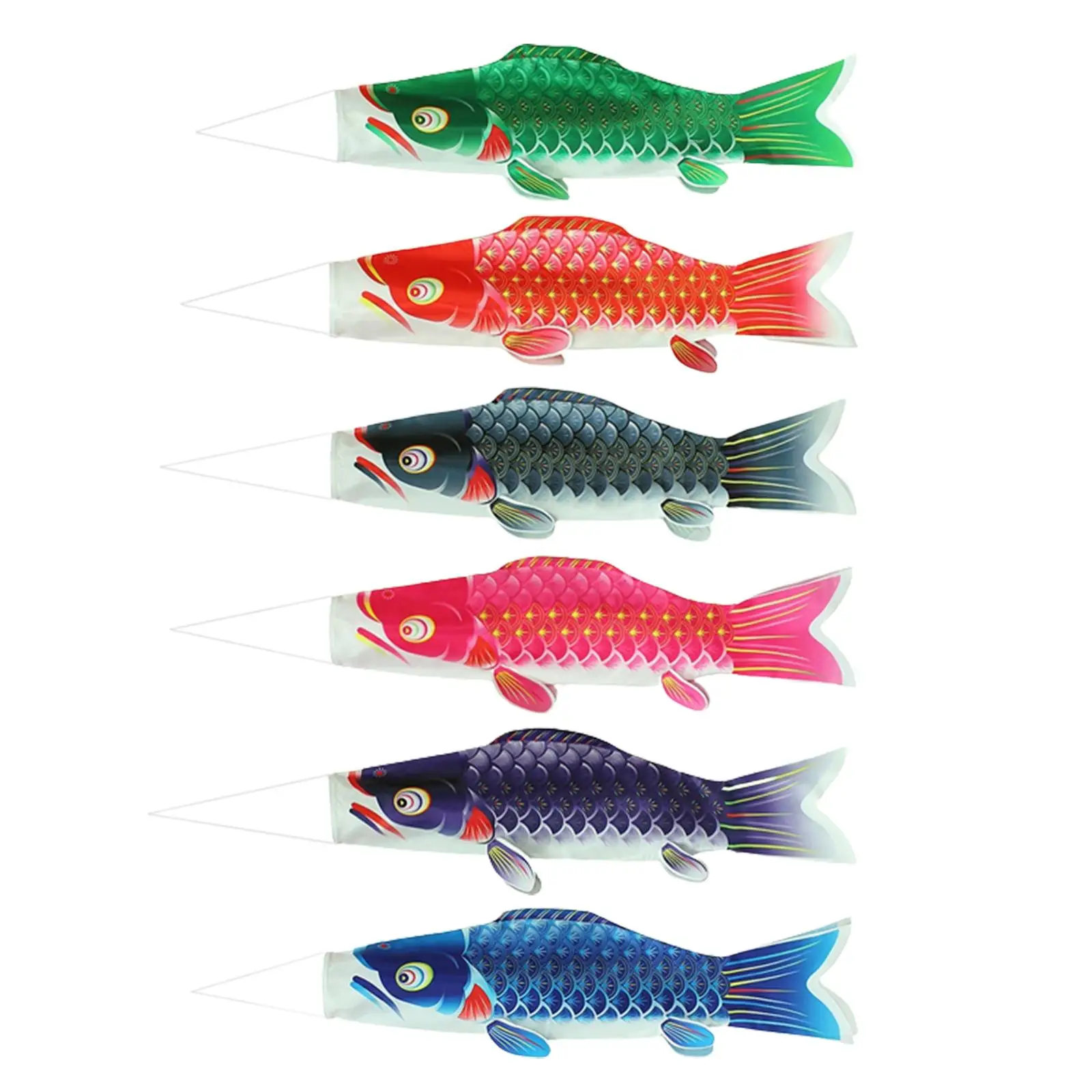 Japanese Carp Windsock Streamer, Japanese Carp Flag, 6 Pieces Flag Kite Japanese Windsock Carp Flag, for Sushi Bar Izakaya