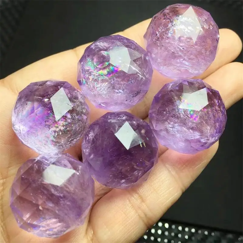 

20MM Natural Amethyst Facet Sphere Pendant Reiki Mineral Jewelry Healing Stone For Men Women Decoration Jewelry 1PCS