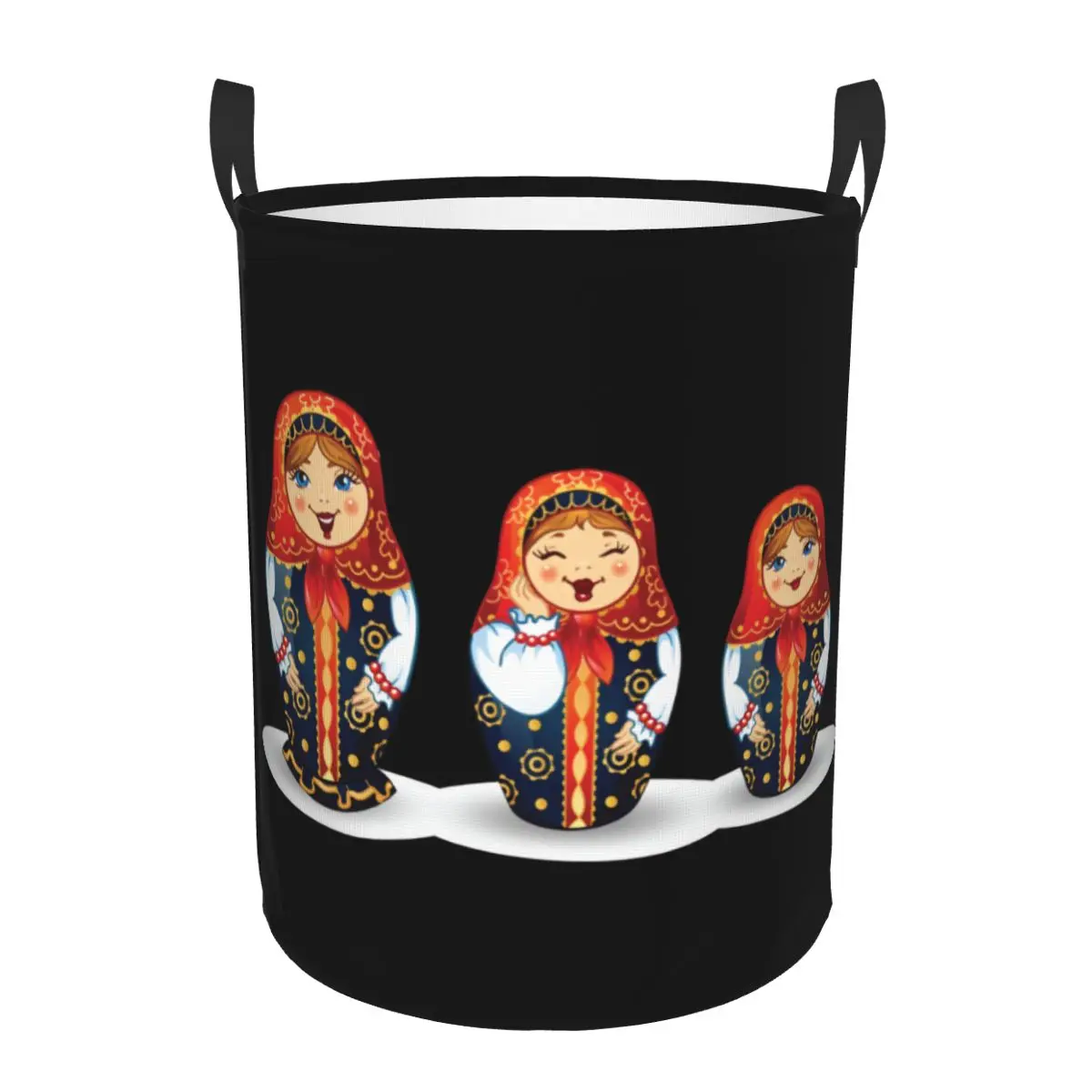 Custom Russian Traditional Art Matryoshka Doll Laundry Basket Nesting Doll Clothes Hamper for Nursery Kids Toys Storage Bin