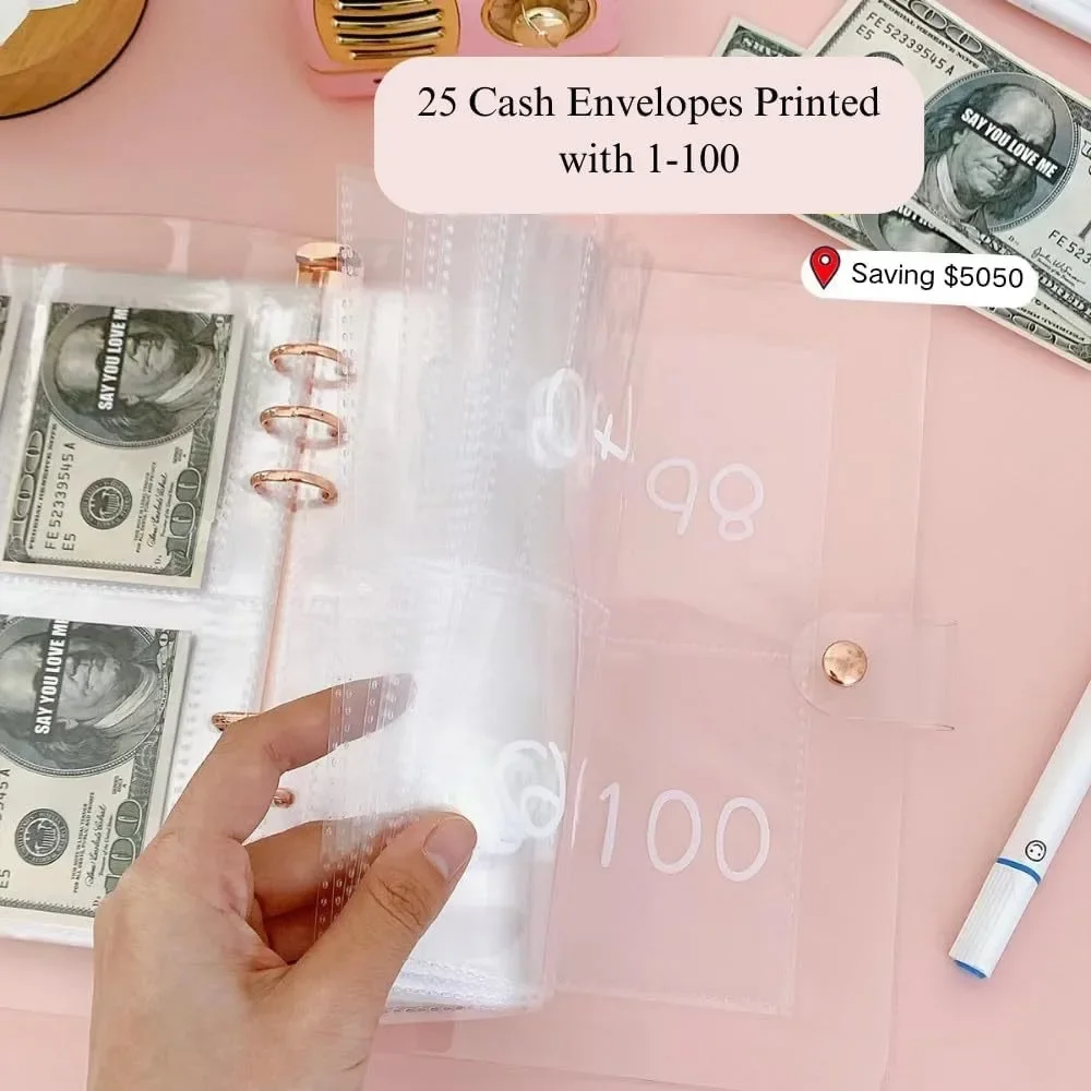 100 Envelope Challenge Binder Save Savings Challenges Loose-Leaf Binder Budget Binder With Cash Envelopes Money Organizer System