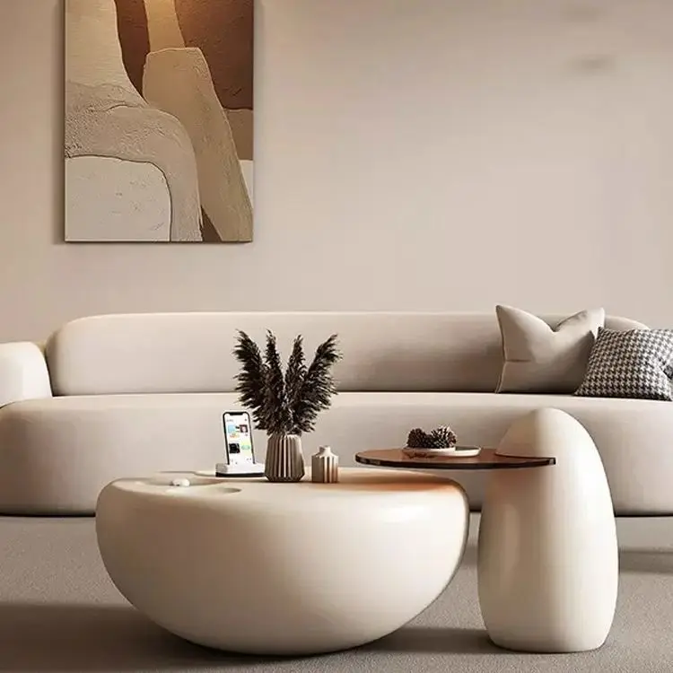 الحد الأدنى جولة تقسية الزجاج طاولة القهوة تخزين القط باو طاولة الشاي مجموعة لغرفة المعيشة