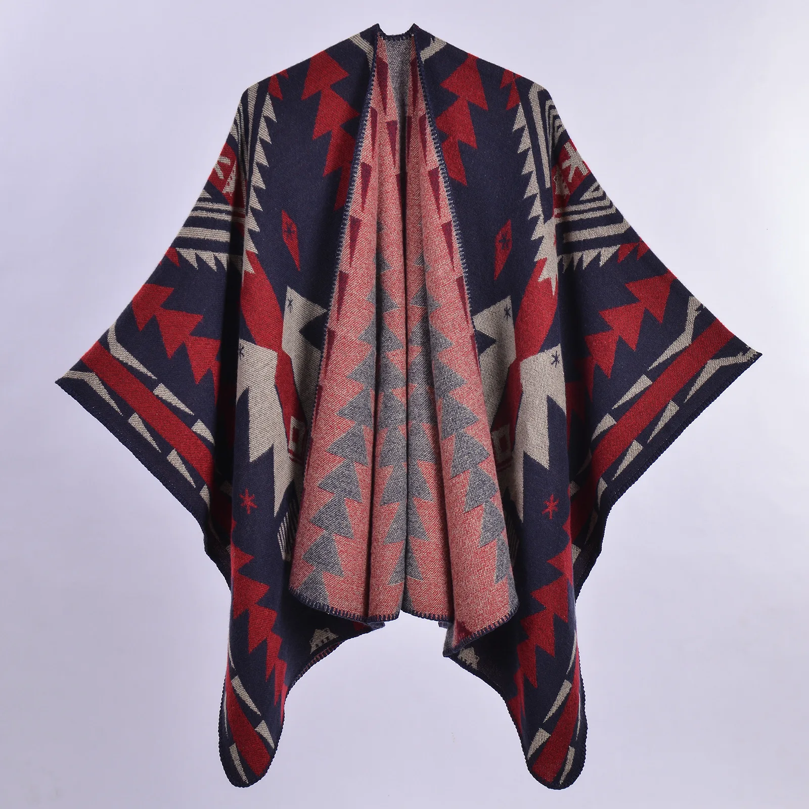Men's Trendy Shoulder Shawl Air Conditioned Room Protective Blanket Outerwear Simple Style Faux Cashmere Warmth All Seasons