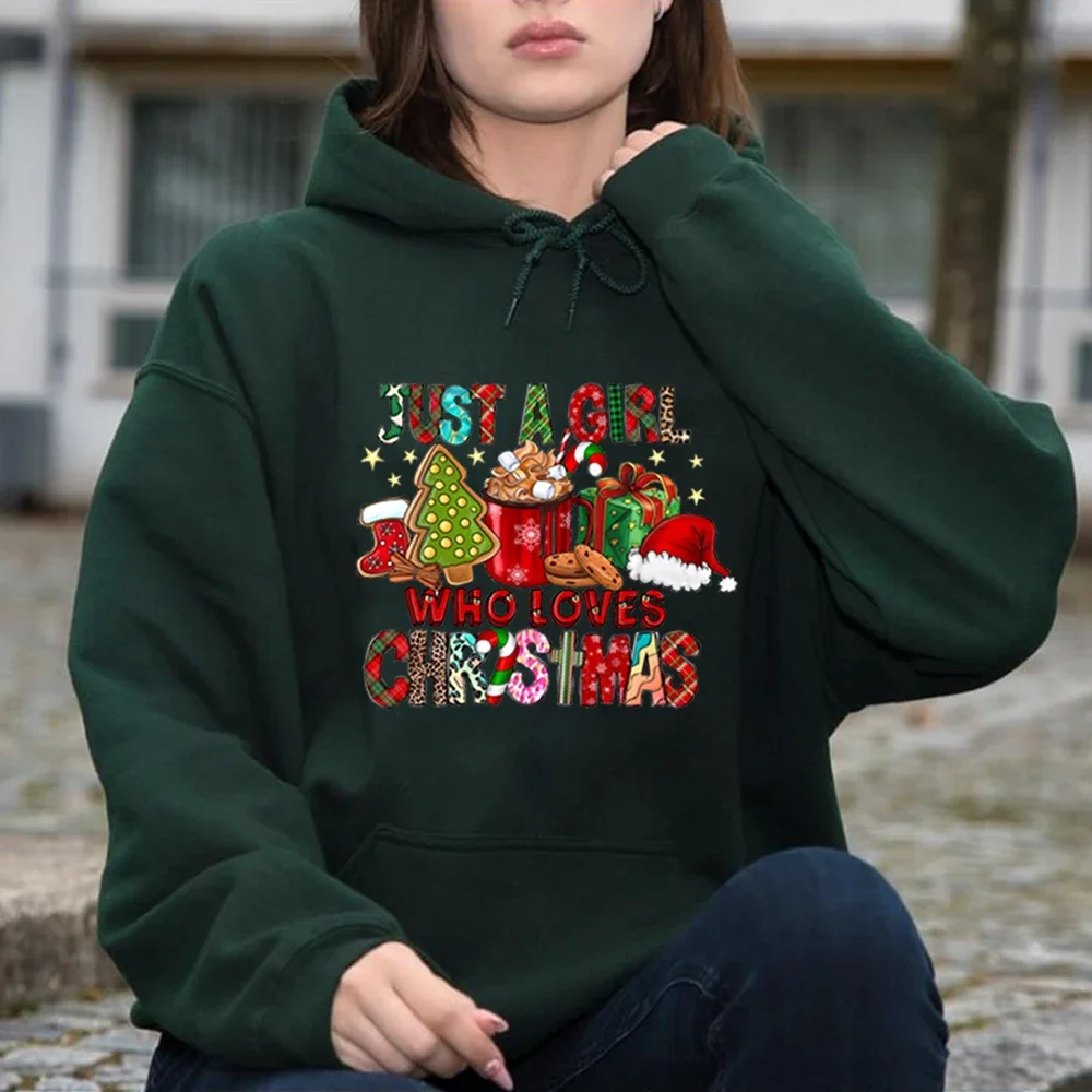 Women\'s Christmas Hoodie, Just A Girl Who Loves Holiday Sweatshirt, Lover Gift, Autumn, Winter