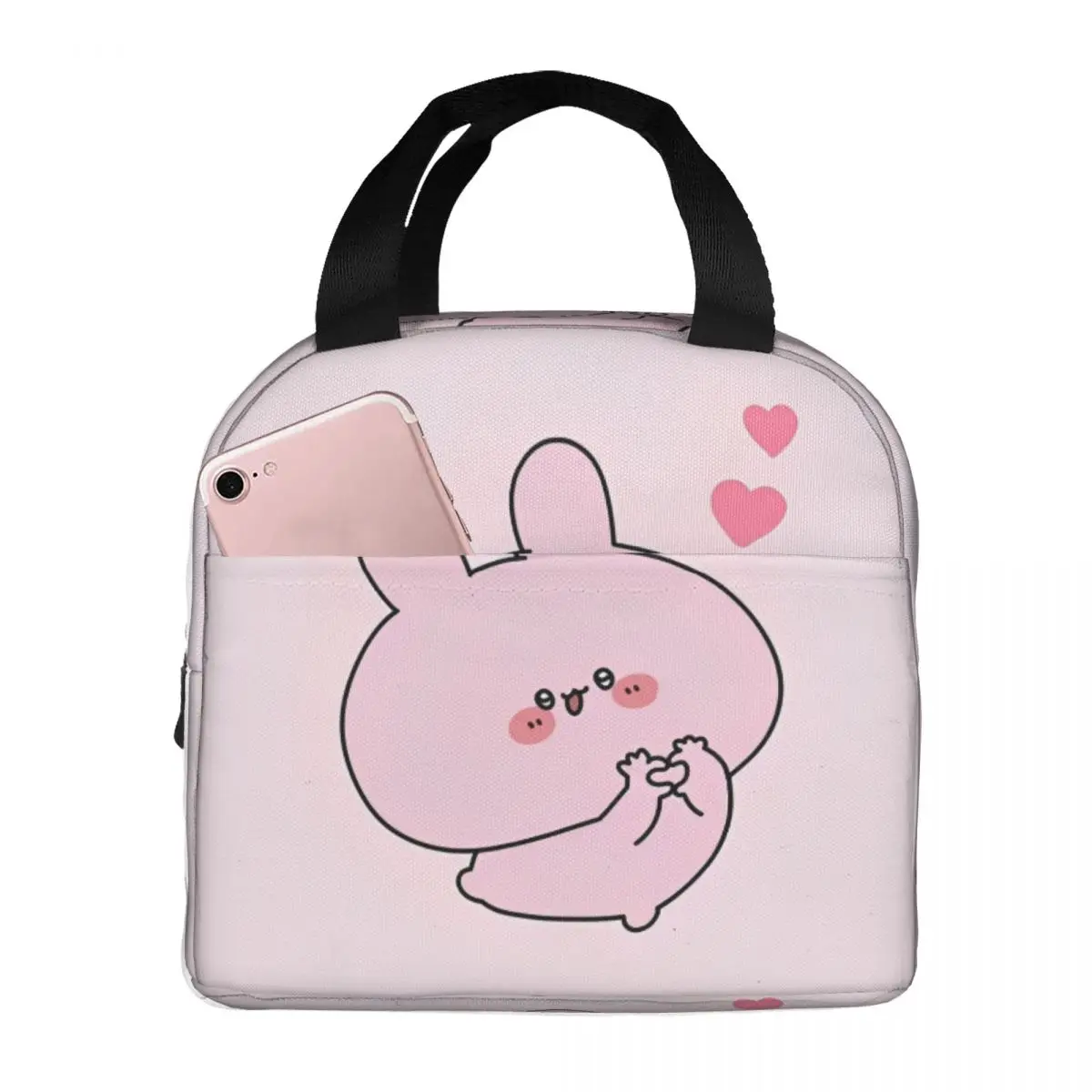 Asamimichaan Asleep Cartoon Insulated Lunch Bags Leakproof Kawaii Asamimi Cooler Bag Tote Lunch Box College Picnic Men Women