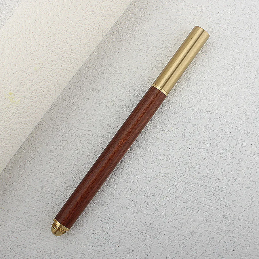 Vintage Wood Body Ballpoint Pen 0.5mm Black Ink Retro Metal Cap Gel Pen Stationery Writing Tool School Office Supplies Gifts